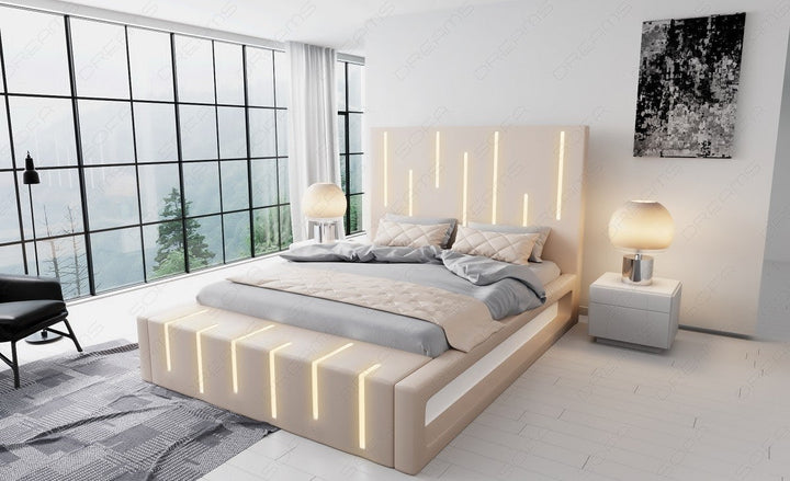 Wasserbett Milona in beige mit weiÃŸem Seitenkasten