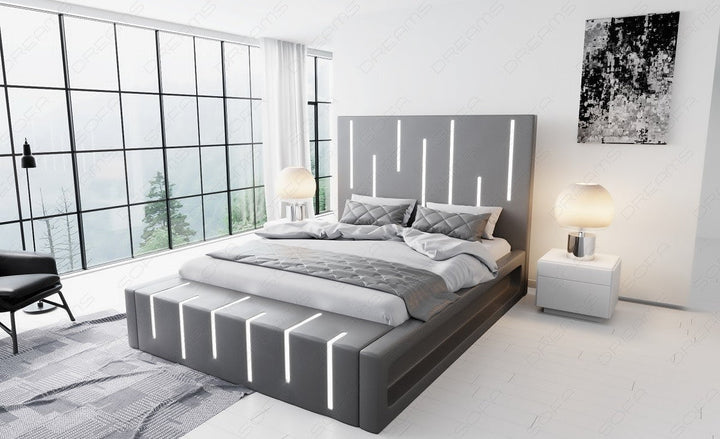 Wasserbett Milona in grau mit schwarzem Seitenkasten