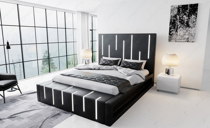 Wasserbett Milona in schwarz mit schwarzem Seitenkasten