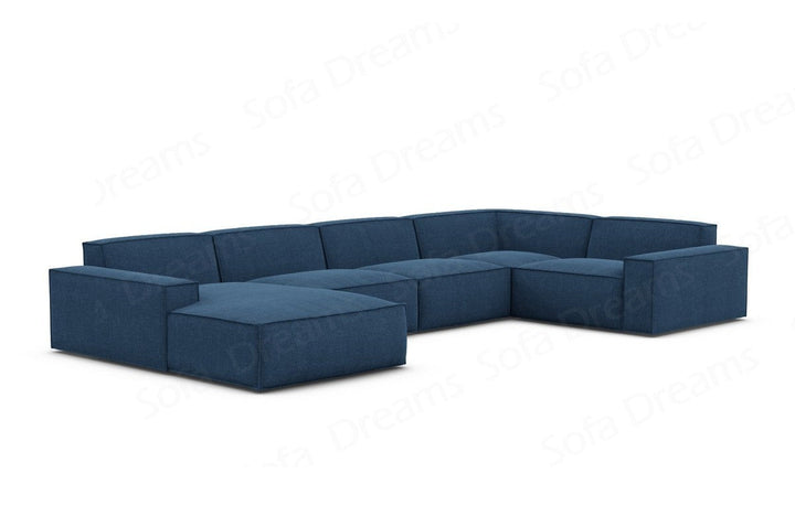 Design Stoff Wohnlandschaft Formenta U Form mit Strukturstoff-Bezug in Blau