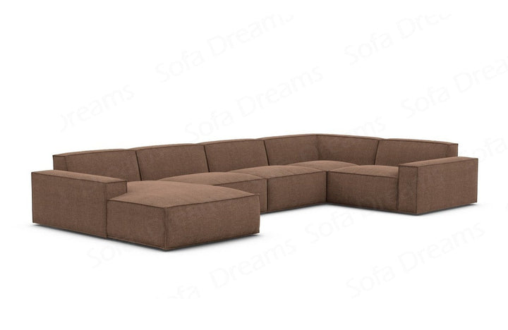 Design Stoff Wohnlandschaft Formenta U Form mit Strukturstoff-Bezug in Braun