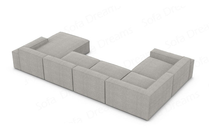 Design Stoff Wohnlandschaft Formenta U Form mit Strukturstoff-Bezug in Hellgrau