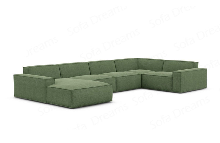 Design Stoff Wohnlandschaft Formenta U Form mit Strukturstoff-Bezug in Gr?¬n