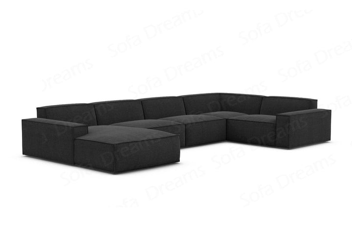 Design Stoff Wohnlandschaft Formenta U Form mit Strukturstoff-Bezug in Schwarz