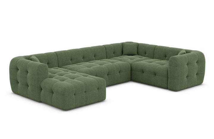 Design Stoffsofa Wohnlandschaft Sevilla U Form mit Strukturstoff Bezug - Gr?¬n