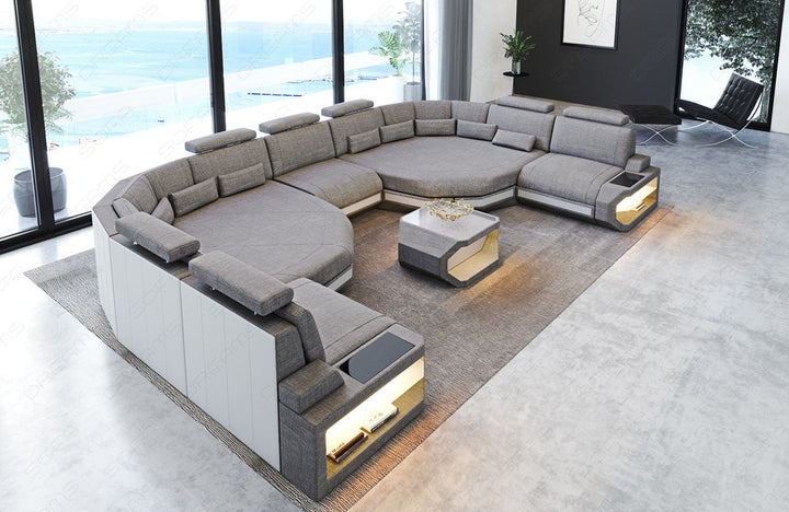 Polster Sofa Wohnlandschaft Asti XXL in macchiato - Hugo2 Strukturstoff