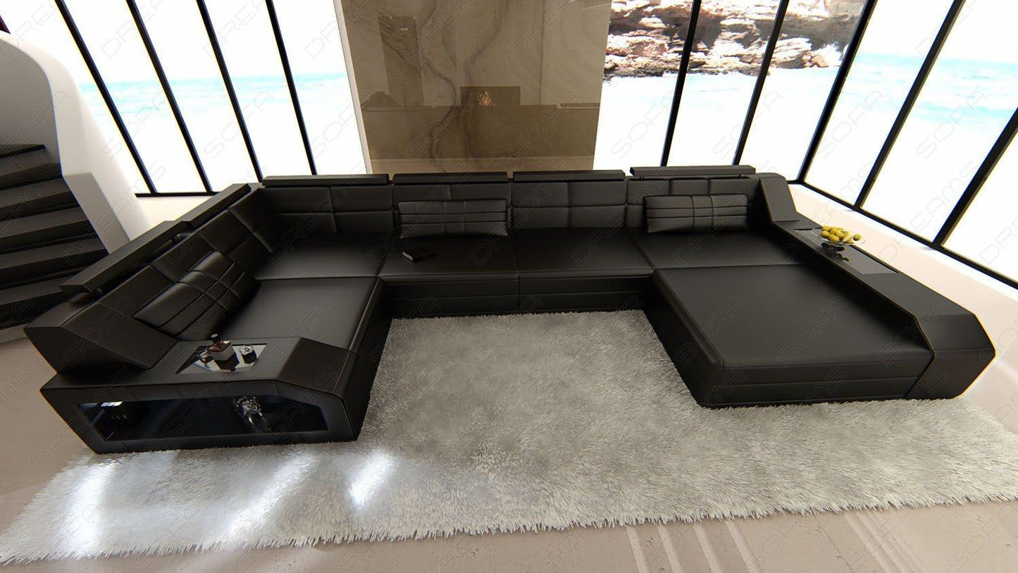 Leather Sectional Aroba Sofa With Led