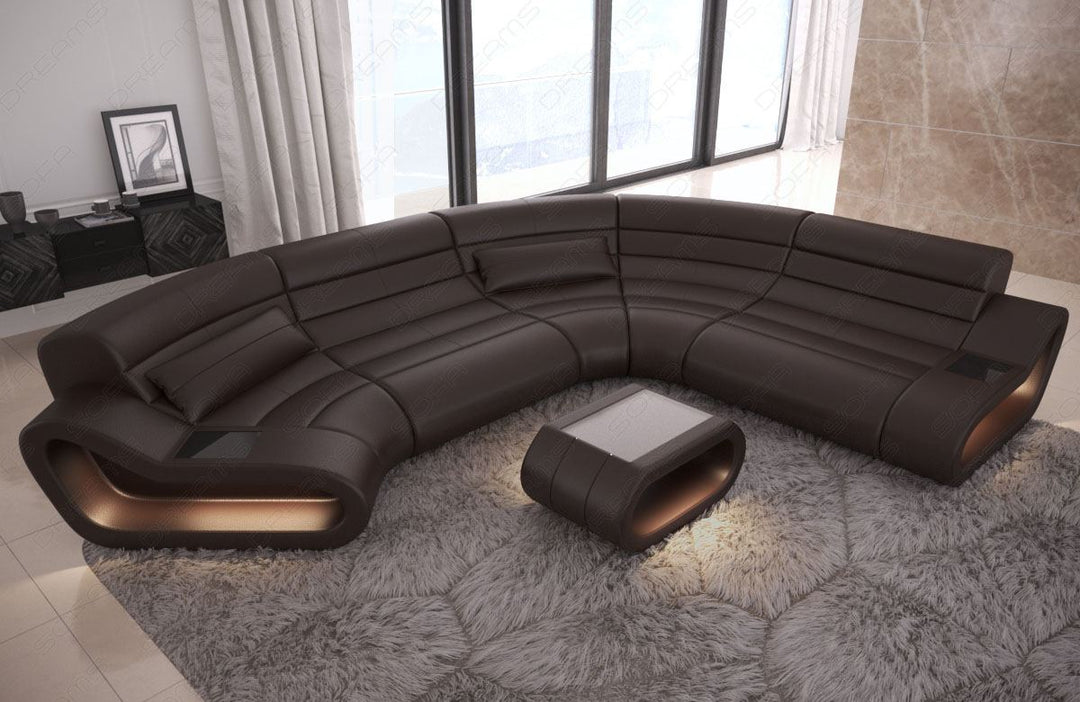 Wohnlandschaft Concept C Leder in dunkelbraun