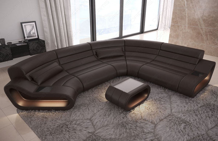 Wohnlandschaft Concept C Leder in dunkelbraun