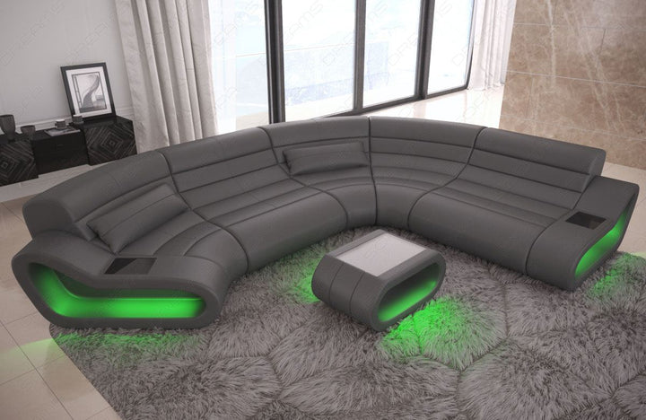 Sofa Leder Wohnlandschaft Concept C Form in grau