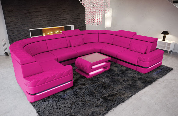 U Form Mini Ledersofa Positano in Kunstleder Pink erhÃ¤ltlich
