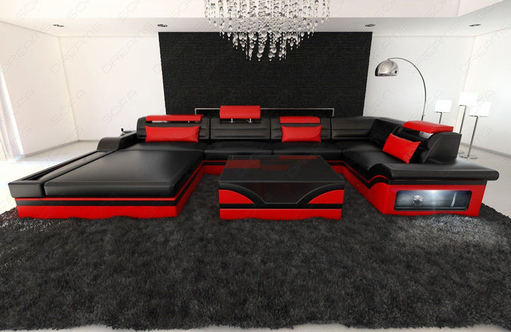 Wohnlandschaft Mezzo U Form in schwarz-rot