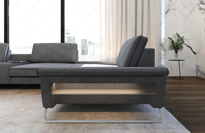Detailansicht der kleinen Armlehne beim Sofa Ferrara U Form