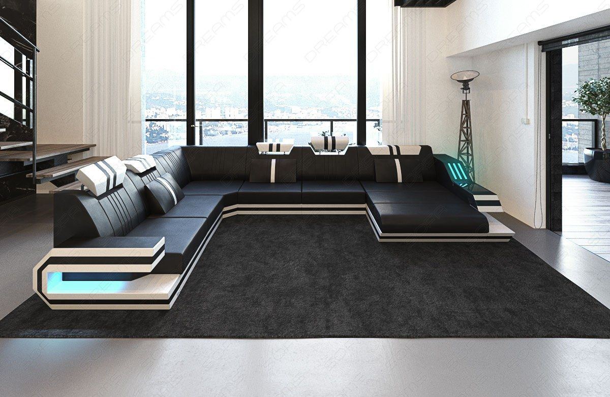 Xxl Rodeo Sofa In Leather With Ottoman