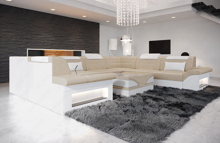 Samstoff Sofa Brianza U Form in creme - SunVelvet1001