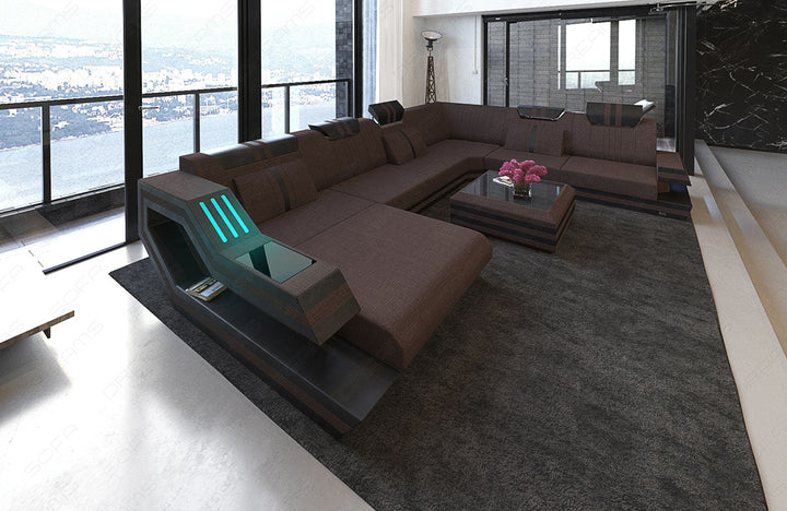 Modernes Polstersofa Ravenna XXL in graubraun - Hugo16 Strukturstoff