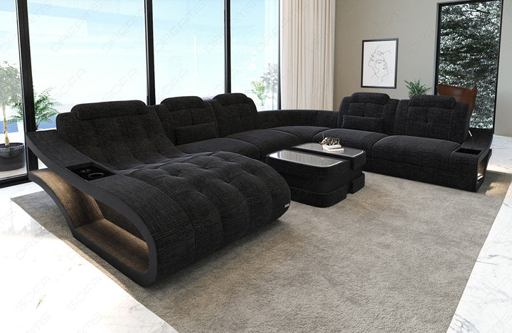 XXL Sofa Elegante Mini U Form Stoffsofa in dunkelgrau - Hugo13