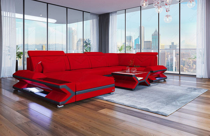 Polstersofa Wohnlandschaft Napoli U Form in rot - Mineva20