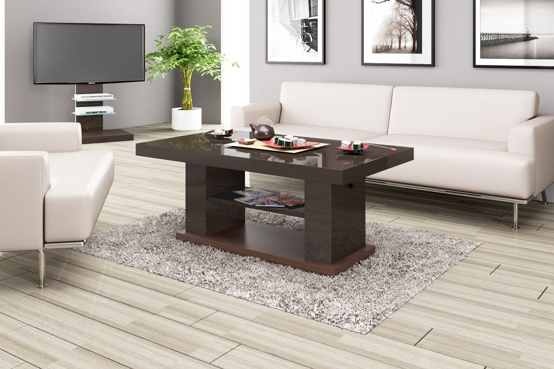 Couchtisch Holz Madrid in dunkelbraun hochglanz