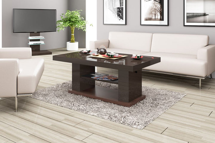 Couchtisch Holz Madrid in dunkelbraun hochglanz
