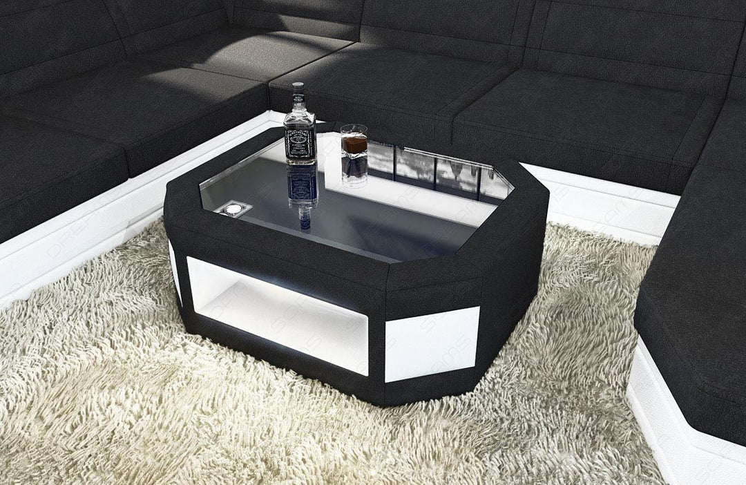 Polster Couchtisch Prato in schwarz - Mineva14 Mikrofaser Stoff