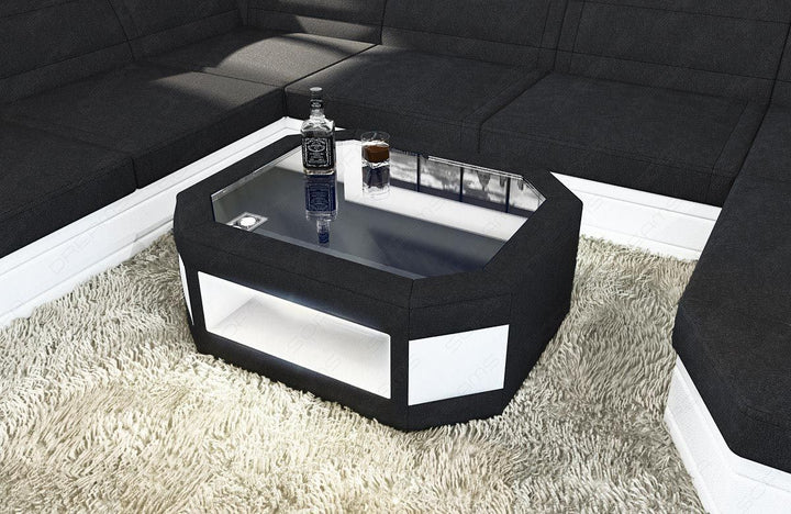 Polster Couchtisch Prato in schwarz - Mineva14 Mikrofaser Stoff