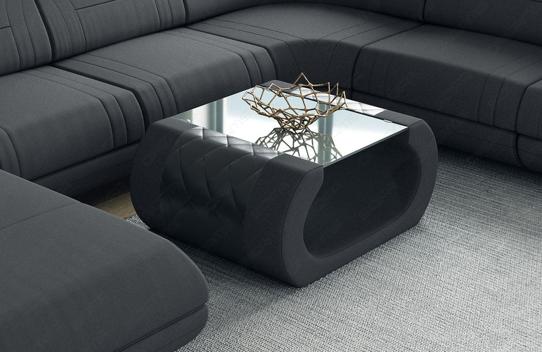 Designer Couchtisch Rimini in dunkelgrau - Mineva8 Mikrofaser Stoff