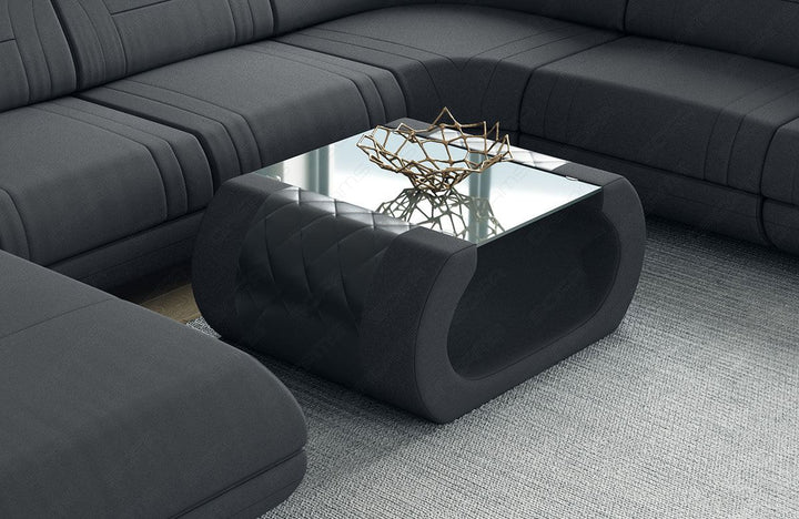 Designer Couchtisch Rimini in dunkelgrau - Mineva8 Mikrofaser Stoff