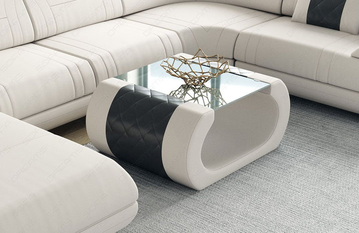 Designer Couchtisch Rimini in elfenbein - Mineva1 Mikrofaser Stoff