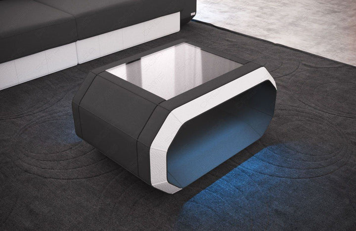 Couchtisch Stoff Roma mit LED in dunkelgrau - Mineva8 Mikrofaser Stoff