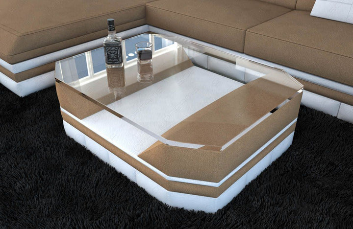 Design Stoff Couchtisch Turino in cappuccino - Mineva6 Mikrofaser Stoff