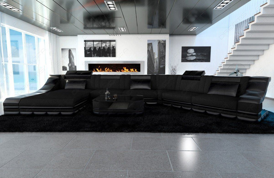 Moderne Polster Wohnlandschaft Turino CL in schwarz - Hugo14