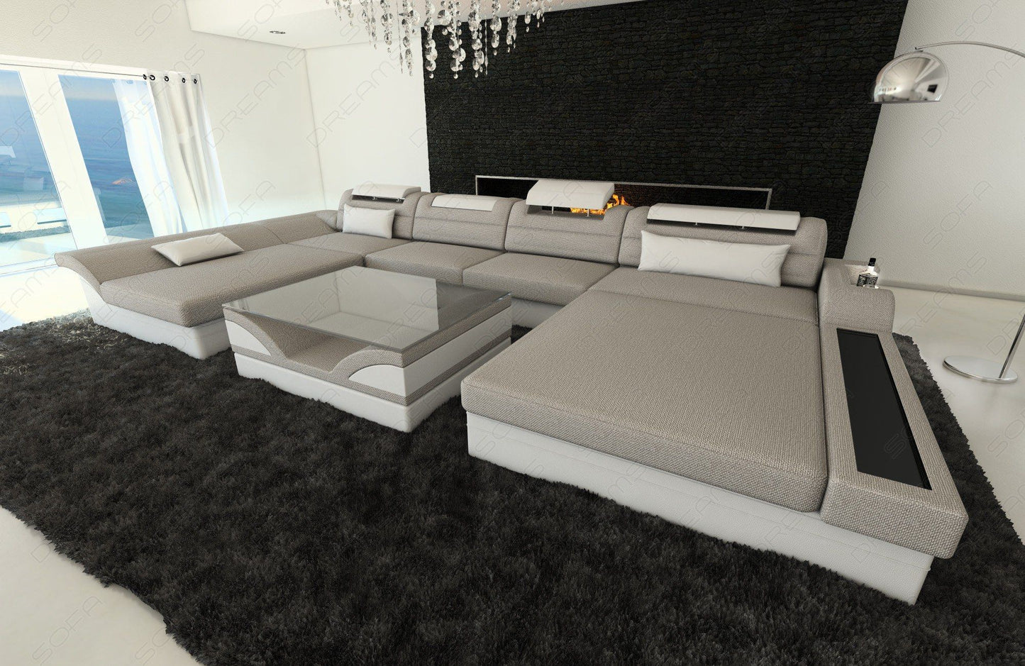 Megano Sectional With Led And Fabric Cover