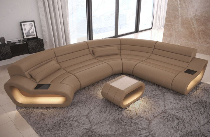 Leder Wohnlandschaft Concept C Form in sandbeige
