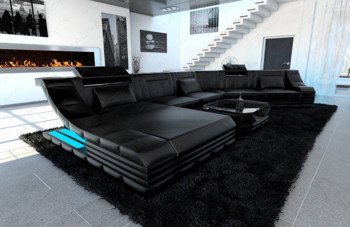 Sectional Temoni Cl Leather Sofa With Led