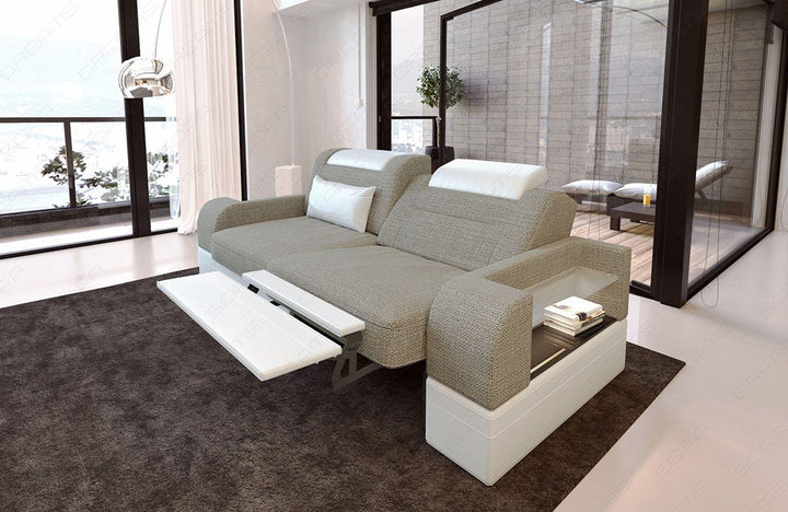Zweisitzer Polster Sofa Parma in warngrau -  Hugo4 - Die LED Beleuchtung, USB Anschluss und Relaxfunktion sind optional erhÃ¤ltlich.